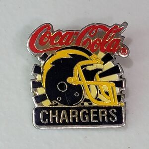 San Diego Chargers Coca-Cola Pin Sponsor Lapel Hat Tac‎ Badge NFL Vintage 1980s